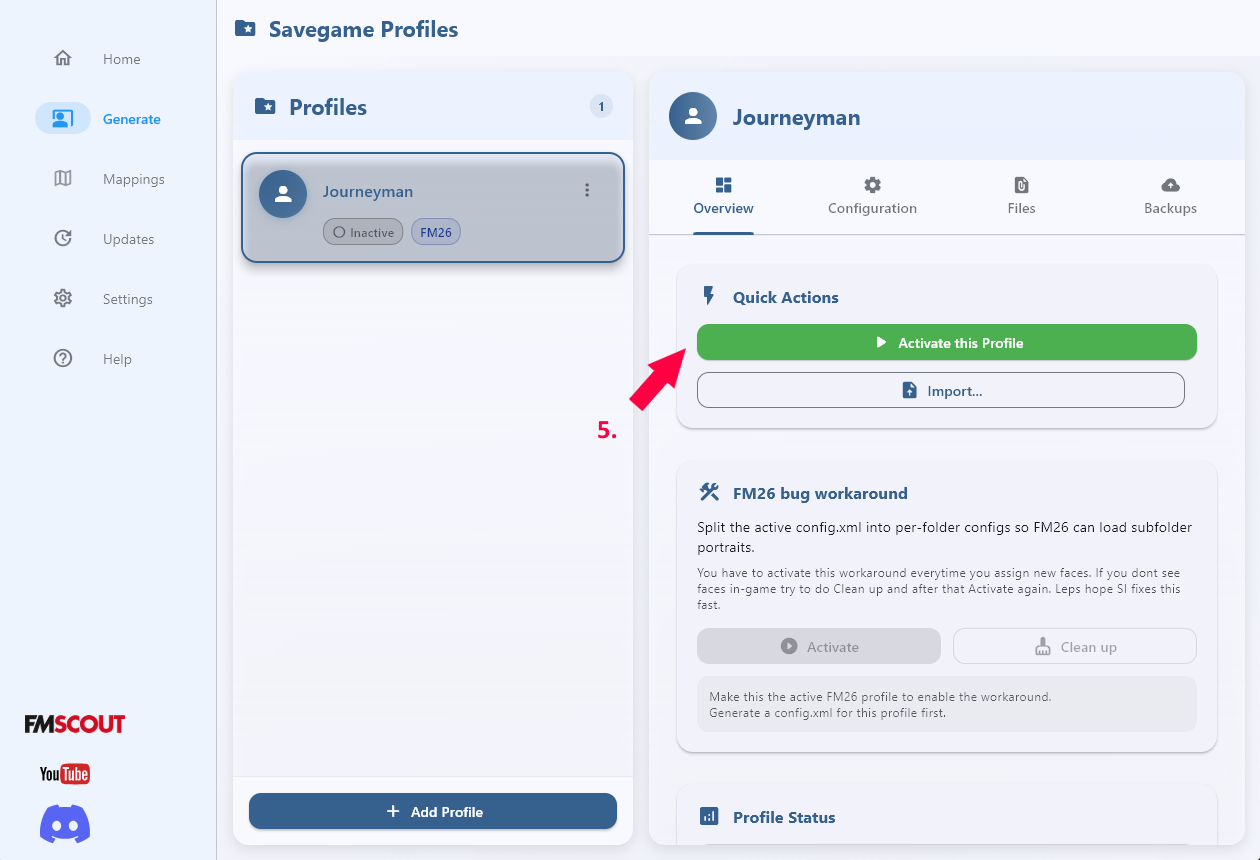 Activate the profile you just created