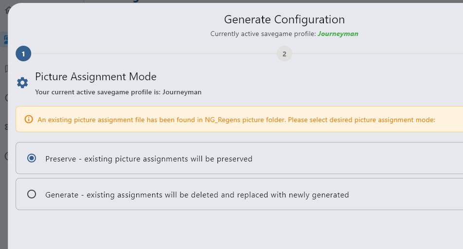 Choose preserve or generate mode when repeating scans