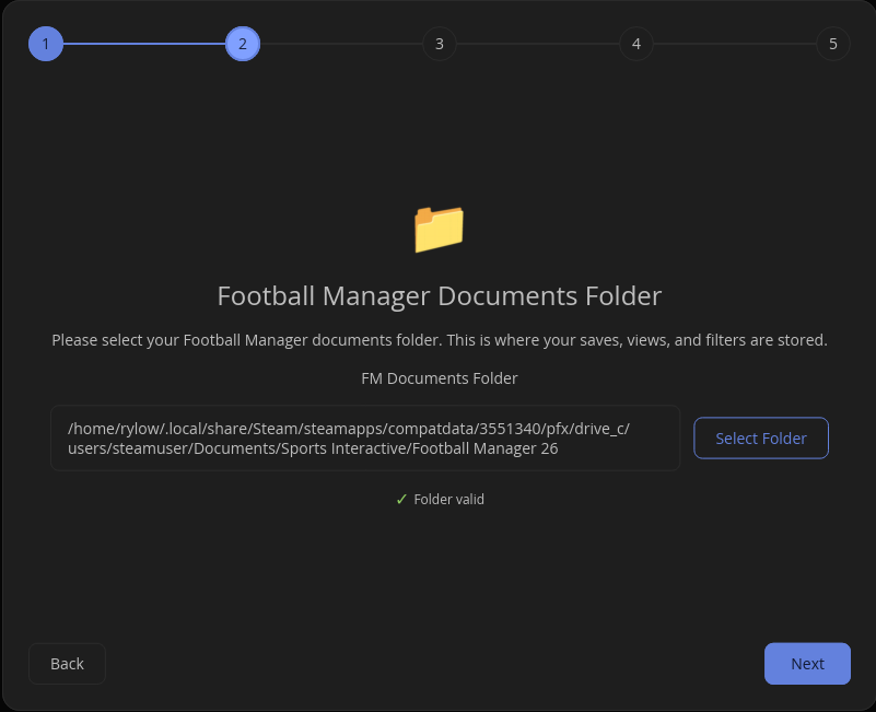 Select FM Documents folder screen