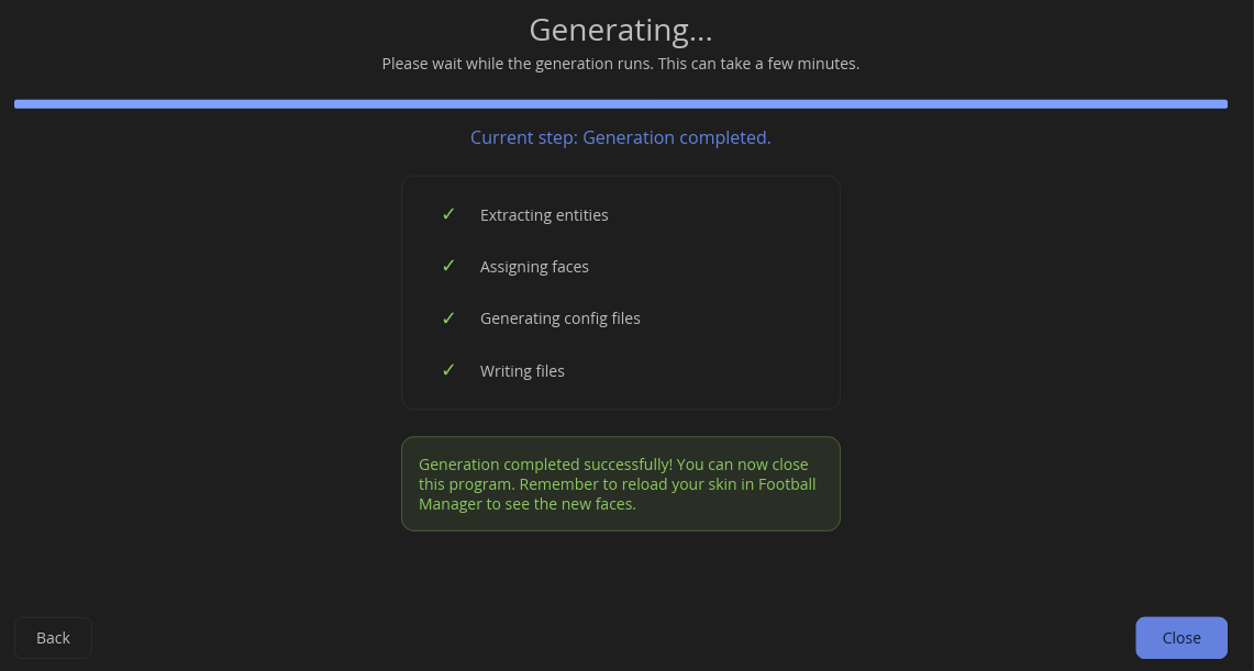 Configuration file generation complete